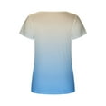 thumbnail image 4 of MIUOWANP Women's Short Sleeve Tops Casual Gradient Color Loose Breathable Square Neckline Pleated T-Shirt Size S(4)Blue, 4 of 5
