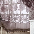 thumbnail image 5 of LELINTA 1 PCS ( L: 2.5 M x W: 1M) 98.5'' x 39.4'' Durable Floral Tulle Voile Curtain Sheer Panel Drape Window Scarfs Light Purple Flower with Purple Background and Beads, 5 of 5