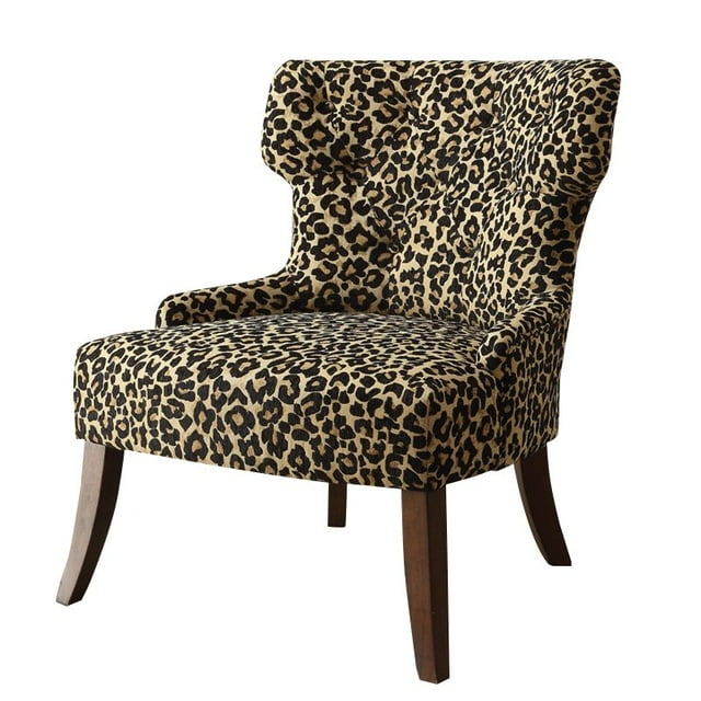 Bowery Hill Chaise d'Appoint en Tissu en Léopard et Espresso