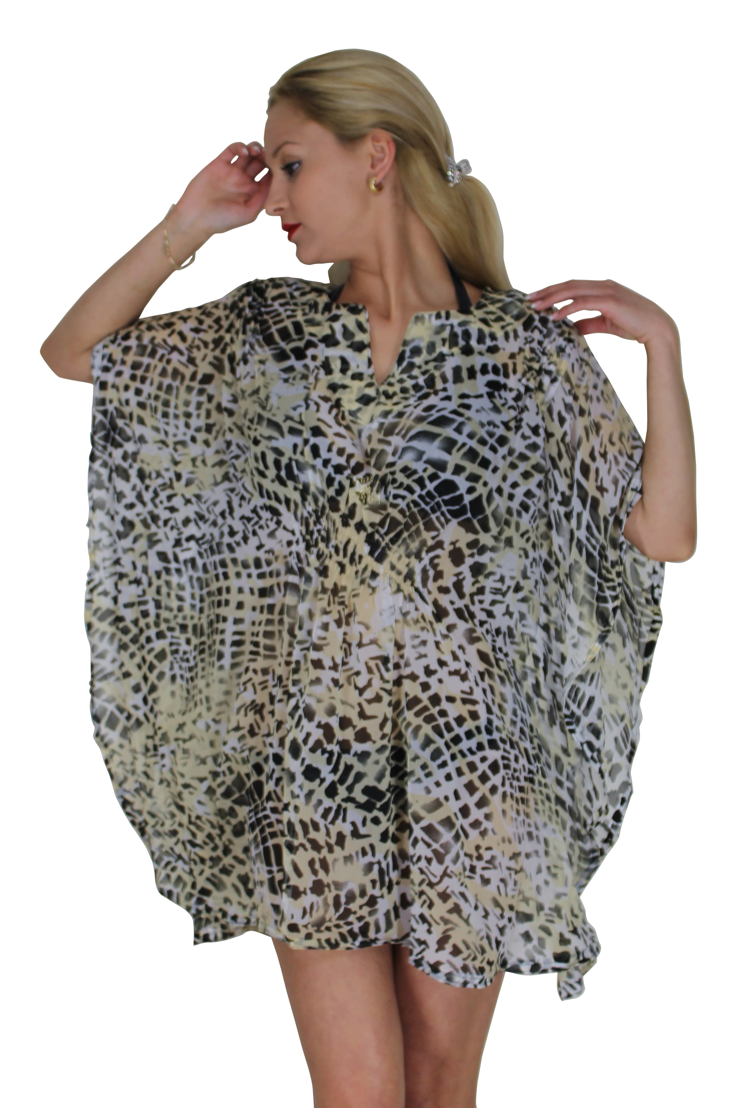 HAPPY BAY Women's Loose Hawaiian Swimsuit Cover Ups SM MustardAC358