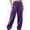 Purple, variant on Buigttklop Pants for Women 2024 Casual Solid Elastic Waist Trousers Long Straight Pants