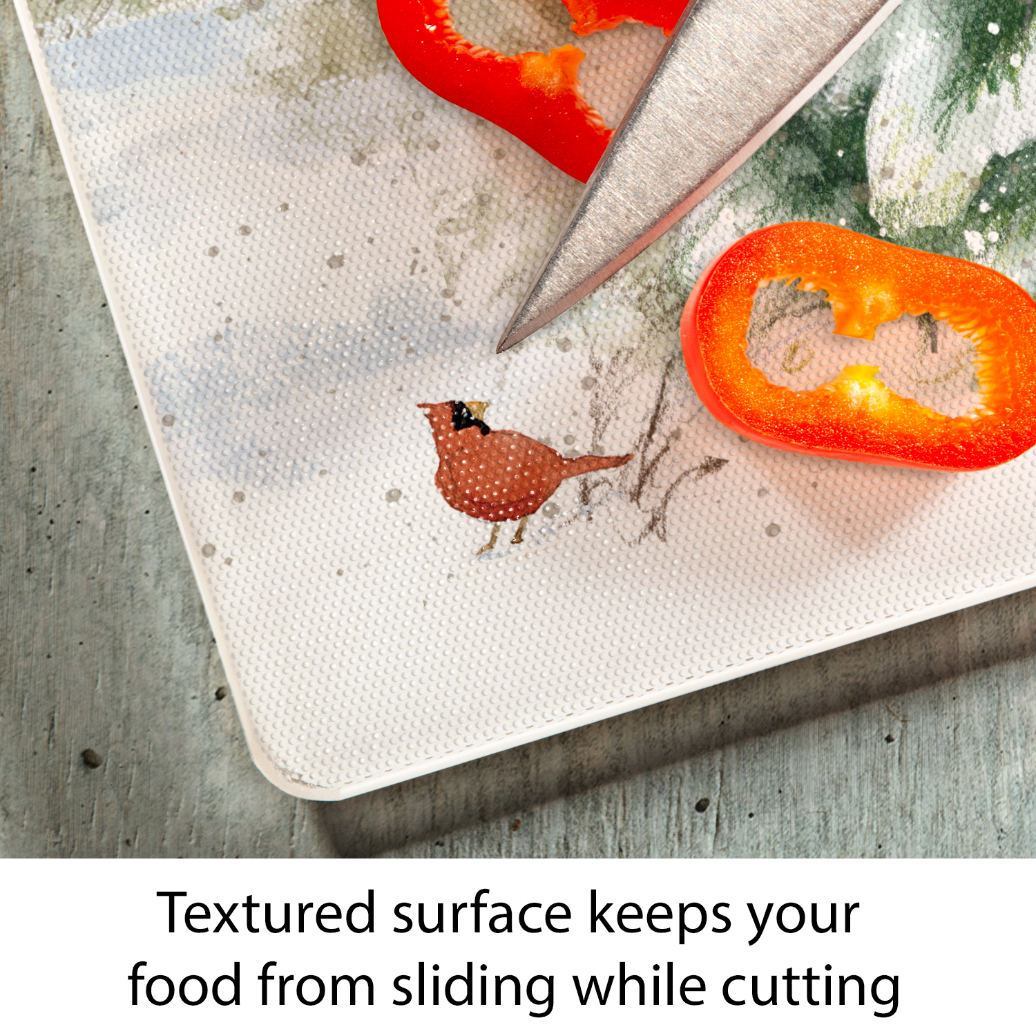 CounterArt Winter Forest Santa 3mm Tempered Glass Cutting Board 15" by 12"