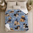 thumbnail image 5 of Winter Puppies Knit Scarves, Playful Pet Portrait Pattern, Warm Flannel Blanket for Cabin and Lodge with Detailed Artwork, Dog Lovers Christmas Gift, Pet Lover Home Decor, 5 of 9