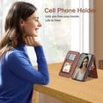 thumbnail image 5 of Wallet Case for iPhone 15 Pro, Detachable Magnetic Phone Case, 2-in-1 Card Slots Zipper Pocket All-Round Shockproof Protective PU Leather Purse Case for iPhone 15 Pro, Brown, 5 of 5