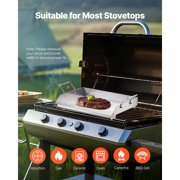 KFFKFF Griddle in Stainless Steel, Dimensions 18x16 inch, Flat Rectangular Shape, Suitable for BBQ Grill, Teppanyaki, Compact Cookware with Handle, Ideal for Outdoor Activities like Camping