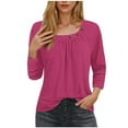 thumbnail image 2 of Mrasaso Weekly Deals,Women Polyester Top,Women's Fashion 3/4 Sleeved Blouse T-shirt Casual Top,Easygoing and Chic for Casual DaysHot Pink M, 2 of 8
