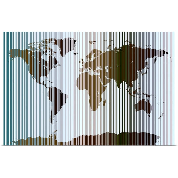 Great BIG Canvas | Rolled Michael Tompsett Poster Print entitled World Map Abstract Barcode