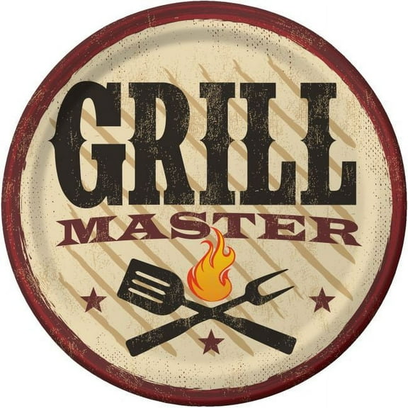 BBQ Grill Master 7-inch Paper Plates 8 Per Pack
