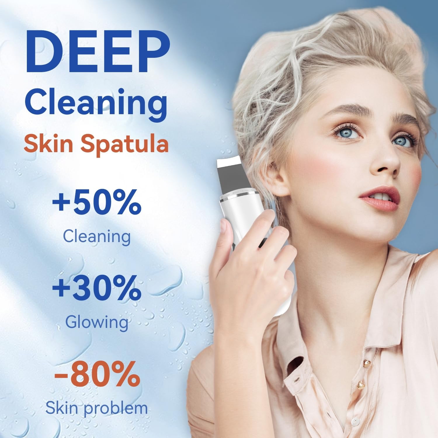 Ultrasonic Skin Scrubber Face Spatula Pore Cleaner 4 Modes Blackhead Remover