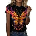 thumbnail image 3 of Colorful Butterfly Women T-Shirt Classic O Neck T-Shirts Short-Sleeve Trendy Animal Print Design Tshirt Casual Clothing, 3 of 5