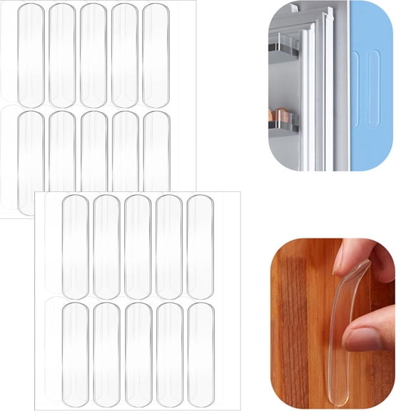 10 Pcs Cabinet Door Bumper Strips, Bexikou Self Adhesive Clear Rubber Bumpers Stripes, Soft Door Slam Stopper for Cabinet Doors, Chair Backs