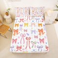 thumbnail image 5 of Manfei Rainbow Ribbon Bow Queen Sheets,Cute Coquette Bowtie Queen Sheet Sets,4pcs,1 Flat Sheet,1 Fitted Sheet and 2 Pillowcases, 5 of 6