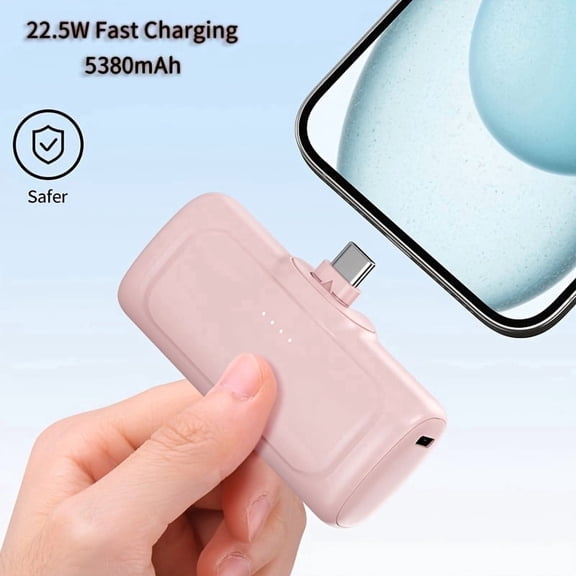 5380mAh Portable USB-C Fast Charging Power Bank, 22.5W Mini Pocket Charger for Android Phones