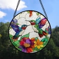 thumbnail image 2 of Cute Christmas Gift - HummingBird Flower Bird Lover Purple Stained Glass Hanging Ornament - Joy to the World Christmas Tree Decor, Holiday Gift for Mom, Dad, Friends, Family, 2 of 3