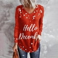 thumbnail image 1 of Puntoco - Camiseta de manga larga con cuello en V para mujer, informal, con estampado de copos de nieve de Navidad Puntoco Puntoco-5229, 1 of 4