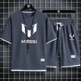 thumbnail image 2 of Traje deportivo de dos piezas para hombre, cómodo y transpirable, para correr, baloncesto, entrenamiento, manga corta, informal, tallas M a 3XL, 2 of 5