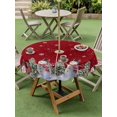 thumbnail image 3 of Outdoor Tablecloth with Umbrella Hole and Zipper, Red Christmas Snowman Round Table Cloth 54 Inch Waterproof Tablecloth, Winter Xmas Tree Snowflakes Winter Picnic Table Cover for Patio Camping, 3 of 7