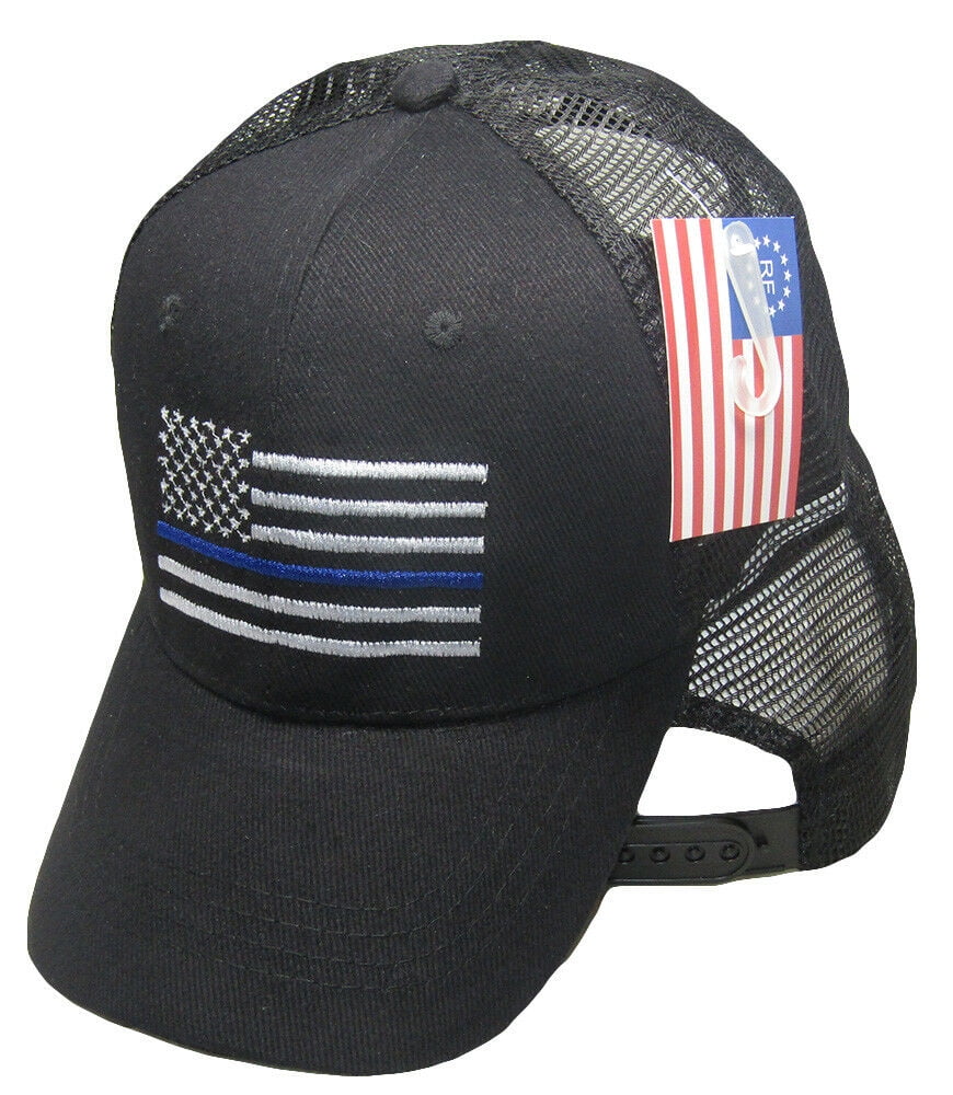 Black MESH Grey USA Thin Blue Line Cap Low Profile Hat Support Law Enforcement 