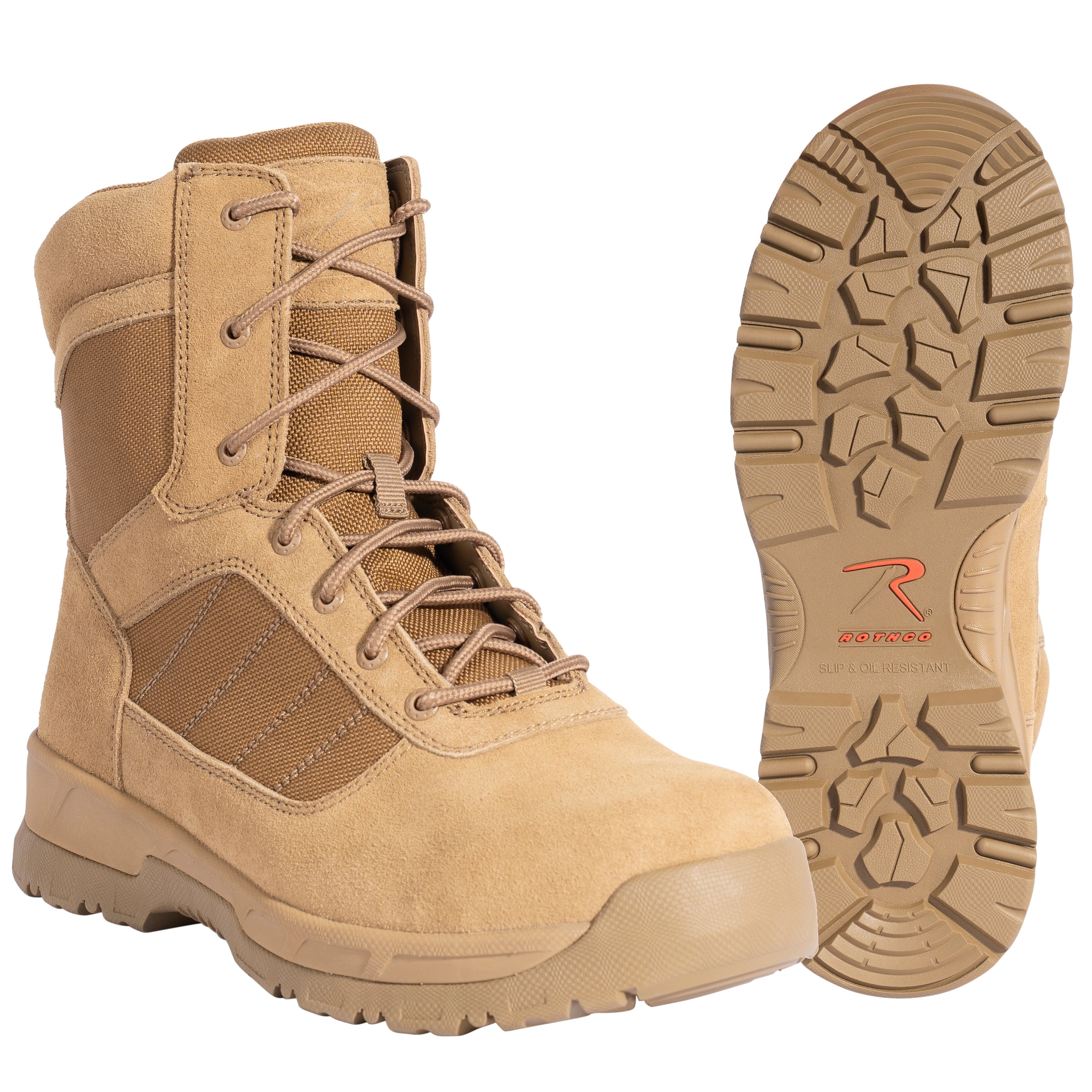 Rothco Brown Leather Military Jump Boots 10 Inches, Tactical