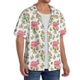 thumbnail image 4 of Wukai Rose Flowers Men's Casual Short-Sleeve Button Down Shirt - Lightweight Summer Dress Shirt for Daily Wear-Large, 4 of 7