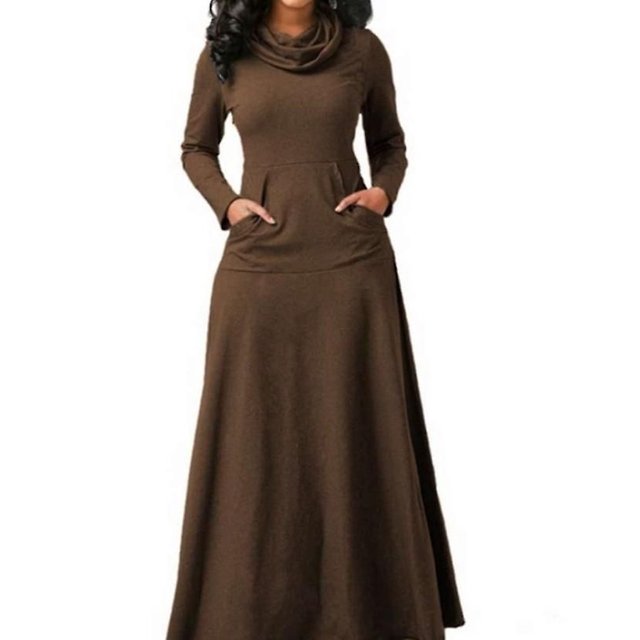 Large Size Long-sleeved Turtleneck Autumn And Winter Cross-border Long Bottoming Dress