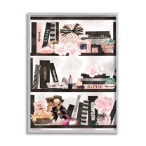 Stupell Industries Fashion Bookshelf Glam Cosmetic Accessories and Books,16 x 20,Designed by Ziwei Li