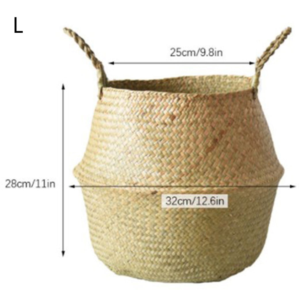 Seagrass Belly Basket Flower Plant Woven Storage Wicker Basket Pot Home Decor US 