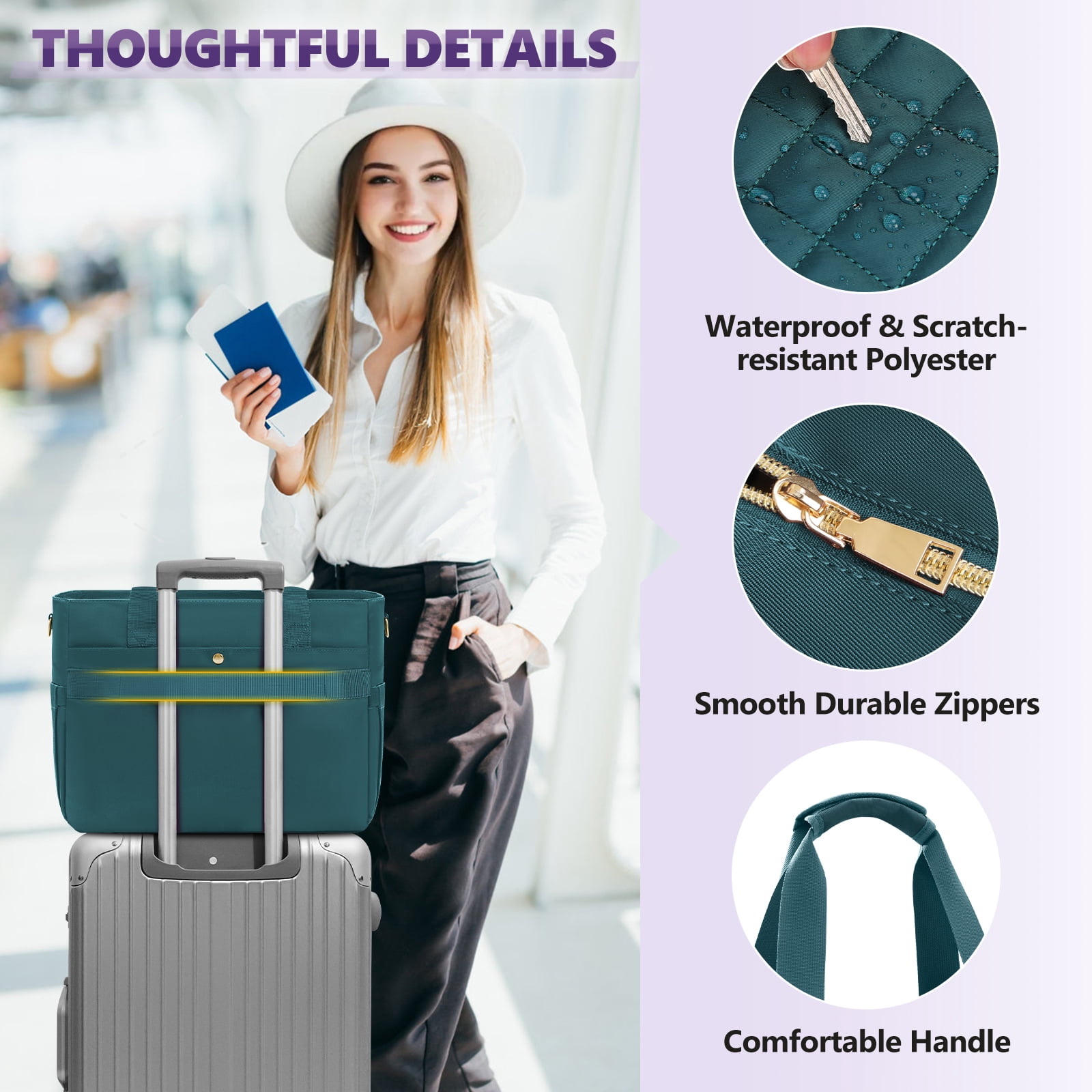 Teacher Tote Bag 15.6 inch Laptop Bag for Women Laptop Briefcase Work Bags Nurse Tote Professional Computer Messenger Shoulder Bags for Office, College, Nursing,DarkGreen