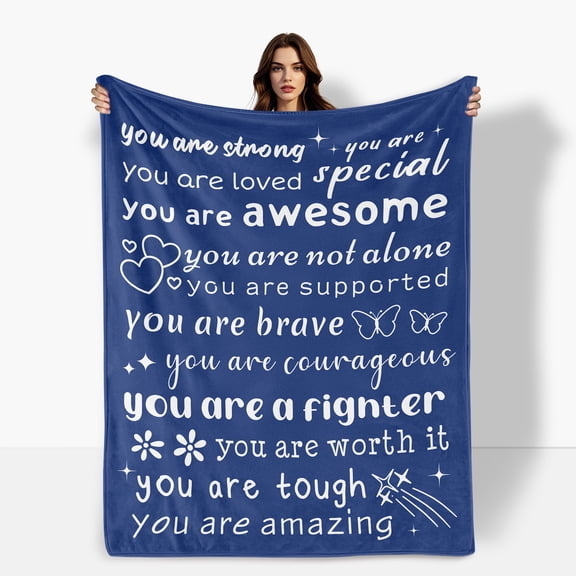 Blue Heart And Butterfly Design Flannel Blanket For Encouragement Gift Suitable For Sofa Bed Travel Camping Made With Polyester Fabric Soft Warm Comfortable Shipped From USA Ideal For Family Friends