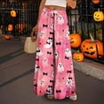 thumbnail image 2 of Women's Casual Wide Leg Pants Stretch Belt Pocket Print Adjustable Tie Pants, 2 of 5