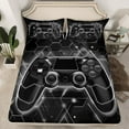 thumbnail image 2 of Feelyou Grey Games Controller Queen Sheet Sets, Abstract Stripes Flat Sheet, Teens Kids Boys Girls Queen Fitted Sheet, Microfiber Bedroom Decor, 4pcs, 2 of 7
