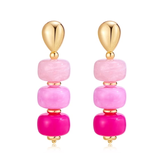MUYAN Pink Acrylic Beaded Dangle Earrings for Women Beach Vacation Jewelry