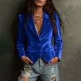 thumbnail image 2 of Velvet Blazer Women Long Sleeve Lapel Neck Button Down Blazers Jakcets for Dressy, 2 of 8