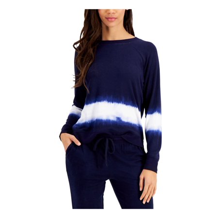 

ALFANI Intimates Navy Crew Neck Long Sleeve Vents at Side Hem Sleep Shirt XXL