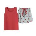 thumbnail image 4 of Conjunto de pijama de algodón para mujer, ropa de dormir de dos piezas, pantalones cortos estampados, top de color sólido, coreano, kawaii, para el hogar, 4 of 5