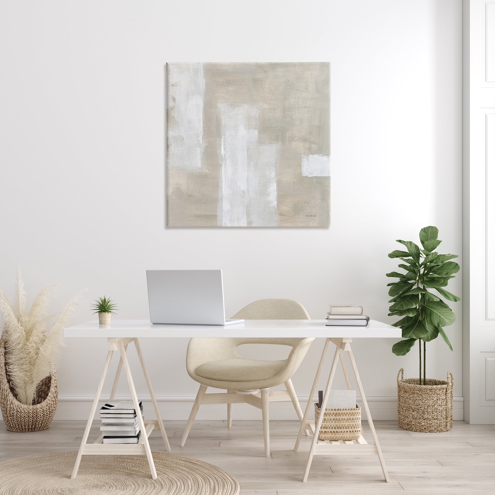 Stupell Industries Subtle Beige Abstract Abstract Painting Gallery Wrapped Canvas Art Print Wall Art, 36 x 36
