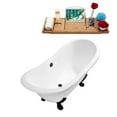 thumbnail image 2 of 72" Cast Iron R5162BL-BL Soaking Clawfoot Tub and Tray with External Drain in Matte Black and Matte Black Clawfeet, 2 of 7