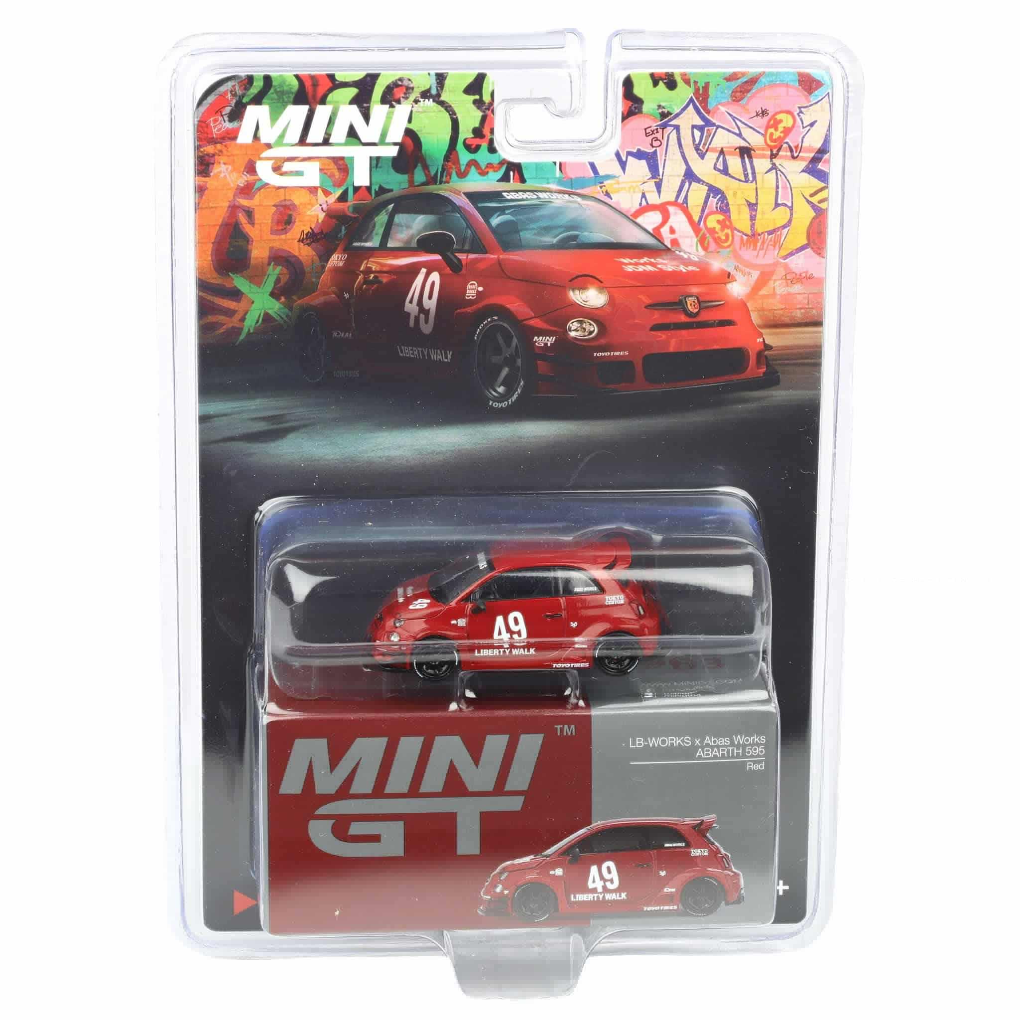 Mini GT MGT00963 Abarth 595 No.49 LB-Works Abas Works Red Limited Edition 1-64 Scale Diecast Model Car