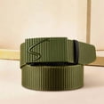 thumbnail image 5 of Leather Belts for Men Automatic Buckle Canvas Nylon Wave Embossed Metal Buckle Stretch Webbing Casual Outdoor Daily Belt Army Green L, 5 of 5