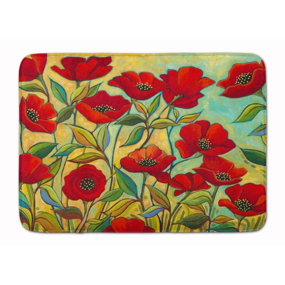 Poppy Garden Flowers Machine Washable Memory Foam Mat