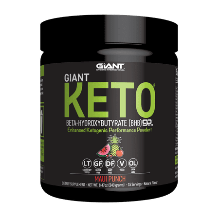 Giant Keto Exogenous Ketone Powder for Ketogenic Diet Support, Maui Punch Flavor, 15