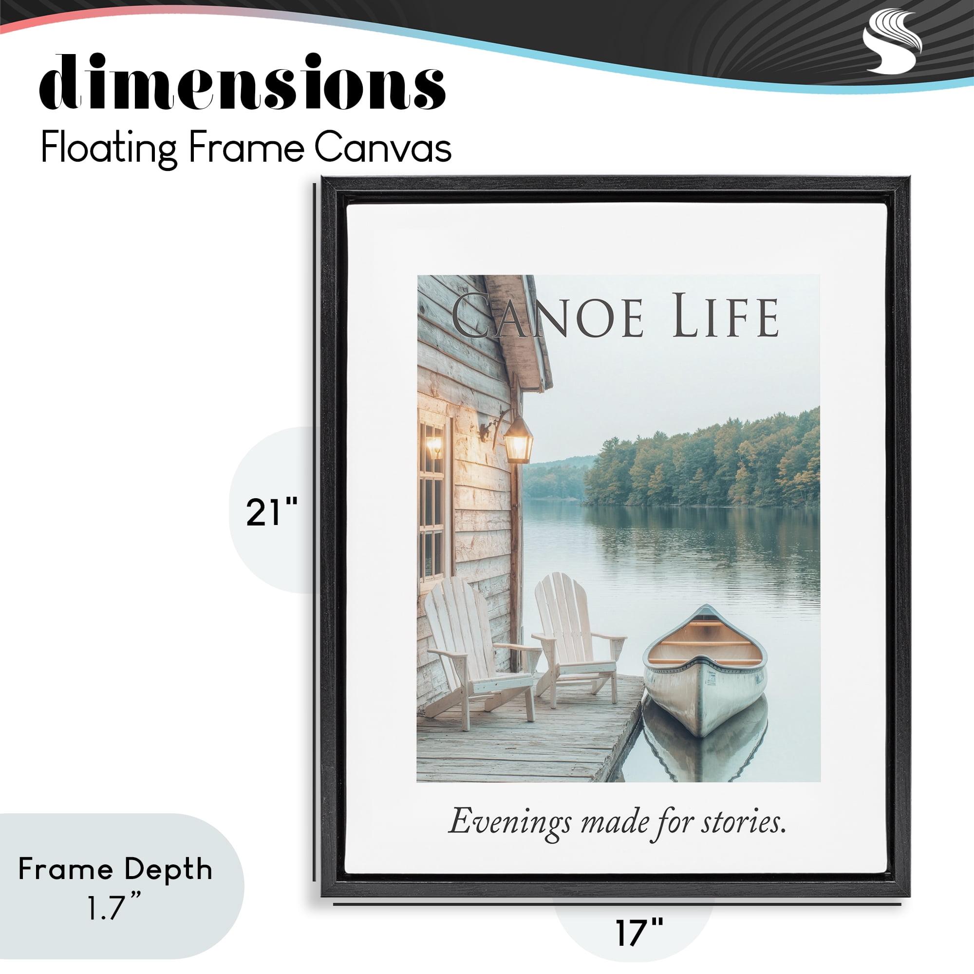 Stupell Industries Canoe Life Quote Black Framed Floater Canvas Wall Art, design by A Barefoot Stylist