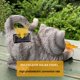thumbnail image 4 of Estatua solar de gato para jardín, figura decorativa para exteriores con gato sosteniendo una mariposa para patio, decoración de césped, regalo de inauguración de la casa., 4 of 5