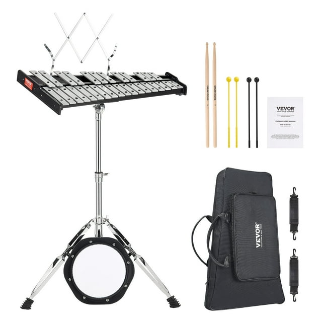 VEVOR 30 Note Glockenspiel Xylophone Bell Kit, Professional Percussion Instrument Set with Mallets, Drum Sticks, Music Stand, 8" Practice Pad