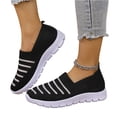 thumbnail image 3 of HTHLVMD Women's Striped Knit Sneakers, Slip-On Comfort Shoes, Womens Slip On Walking Shoes Comfort Lightweight Breathable Non-Slip Mesh Casual Tennis Shoes Sneakers for Gym Travel Work, Black 5.5, 3 of 5