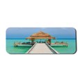 thumbnail image 1 of Summer Computer Mouse Pad, Beach Design Palm Trees Maldives Wooden Exotic Pier Relaxation Tropical Vacation, Rectangle Non-Slip Rubber Mousepad Large, 31" x 12", Blue and Green, by Ambesonne, 1 of 2