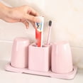 thumbnail image 3 of Mdesiwst Double Toothbrush Cups Toothpaste Holder Set with Stand Bathroom Organizer Rack, 3 of 7