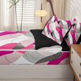 thumbnail image 5 of Homewish Pink Boho Swirl Zipper Full Size Comforter Sets with Fitted Sheet and 2 Pillowcases,Aesthetic Artwork Zipper Bedding Set,Black Reversible,4pcs, 5 of 8