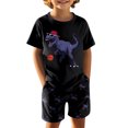 thumbnail image 3 of Hiijoy Big Boy's Outfits Dinosaur Print Short Sleeve T Shirt & Shorts Set, Sizes 9-10Y, 3 of 8