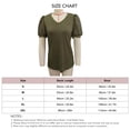 thumbnail image 3 of Camiseta verde holgada de corte holgado de OD, top XXL de verano con escote en V, mangas cortas abullonadas y detalle de encaje, 3 of 3